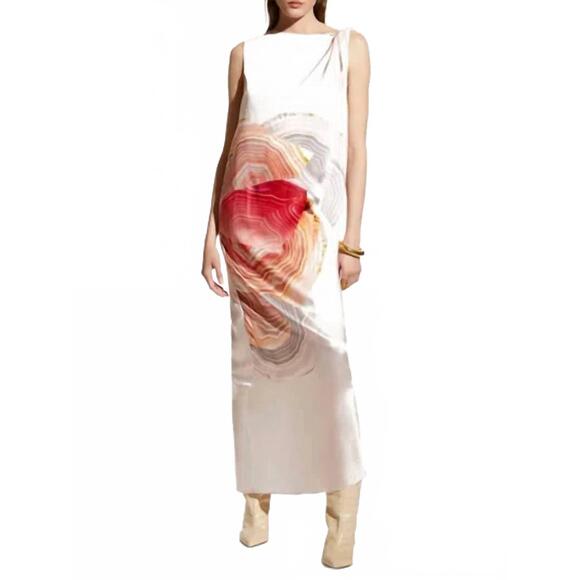 NEW CARESTE evie graphic maxi dress in graphite